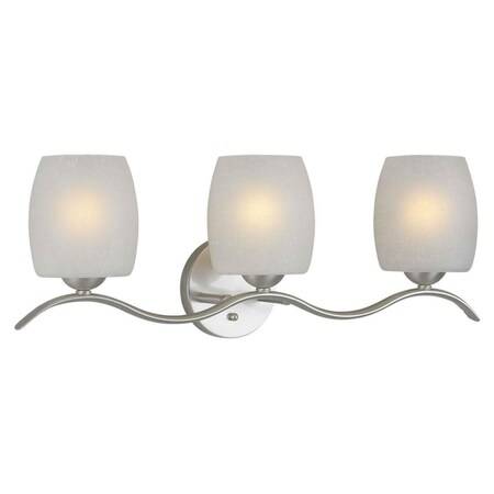 Forte Three Light Brushed Nickel White Linen Glass Vanity 5251-03-55